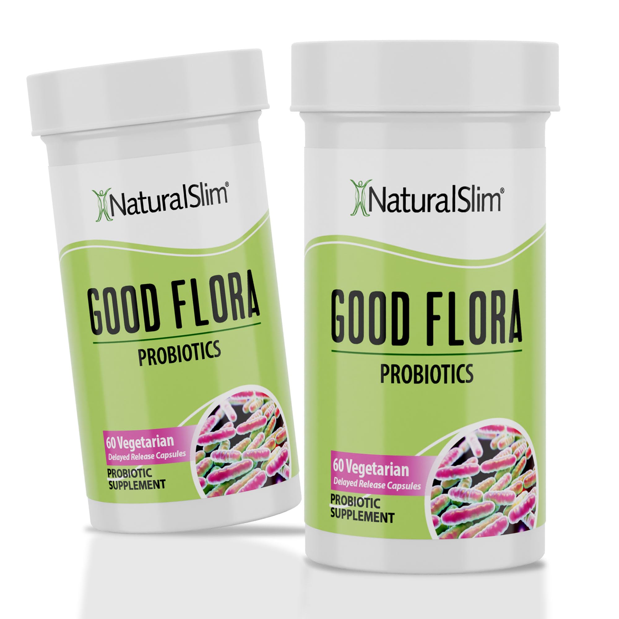 NaturalSlim Good Flora Probiotic – Gentle 7-Strain Formula, 60 Vegetarian Capsules (2-Pack)