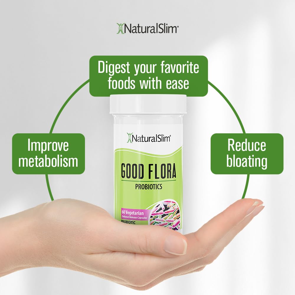 NaturalSlim Good Flora Probiotic – Gentle 7-Strain Formula, 60 Vegetarian Capsules (2-Pack)