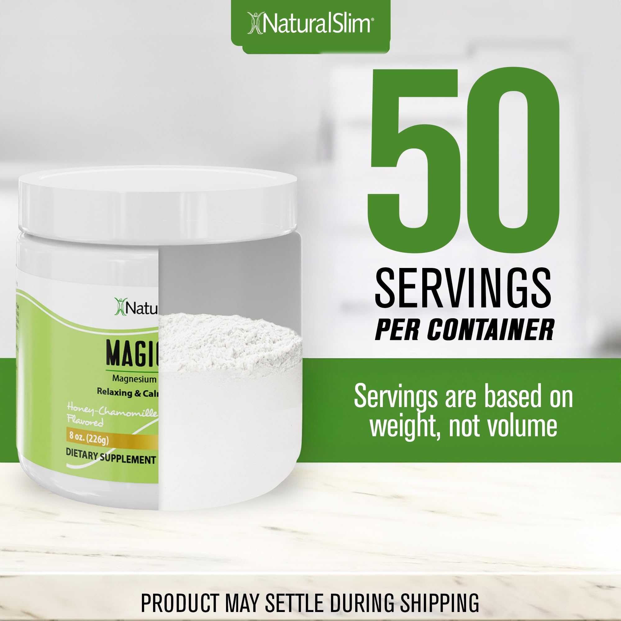 NaturalSlim MagicMag Magnesium Citrate Powder – Stress, Sleep & Heart Health Support | Honey Chamomile Drink Mix 8oz (Solo)