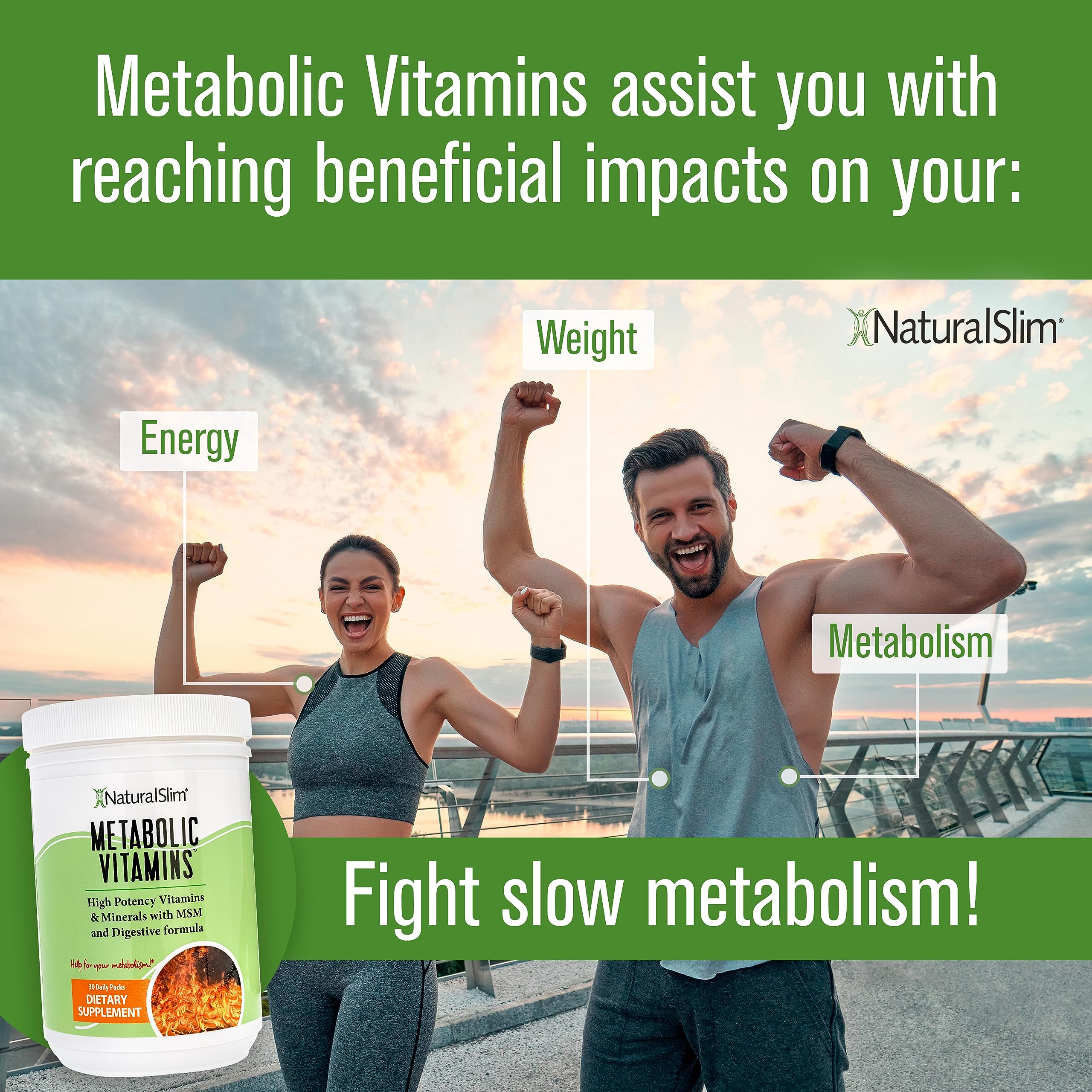 NaturalSlim Metabolic Vitamins | Multivitamin for Energy, Metabolism & Nutrient Absorption | 30-Pack