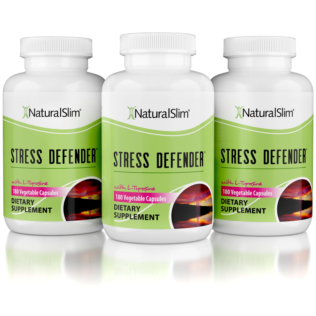 NaturalSlim Stress Defender: Cortisol Support, Cravings Control, Sleep & Metabolism | 180 Veg Capsules (3 Pack)