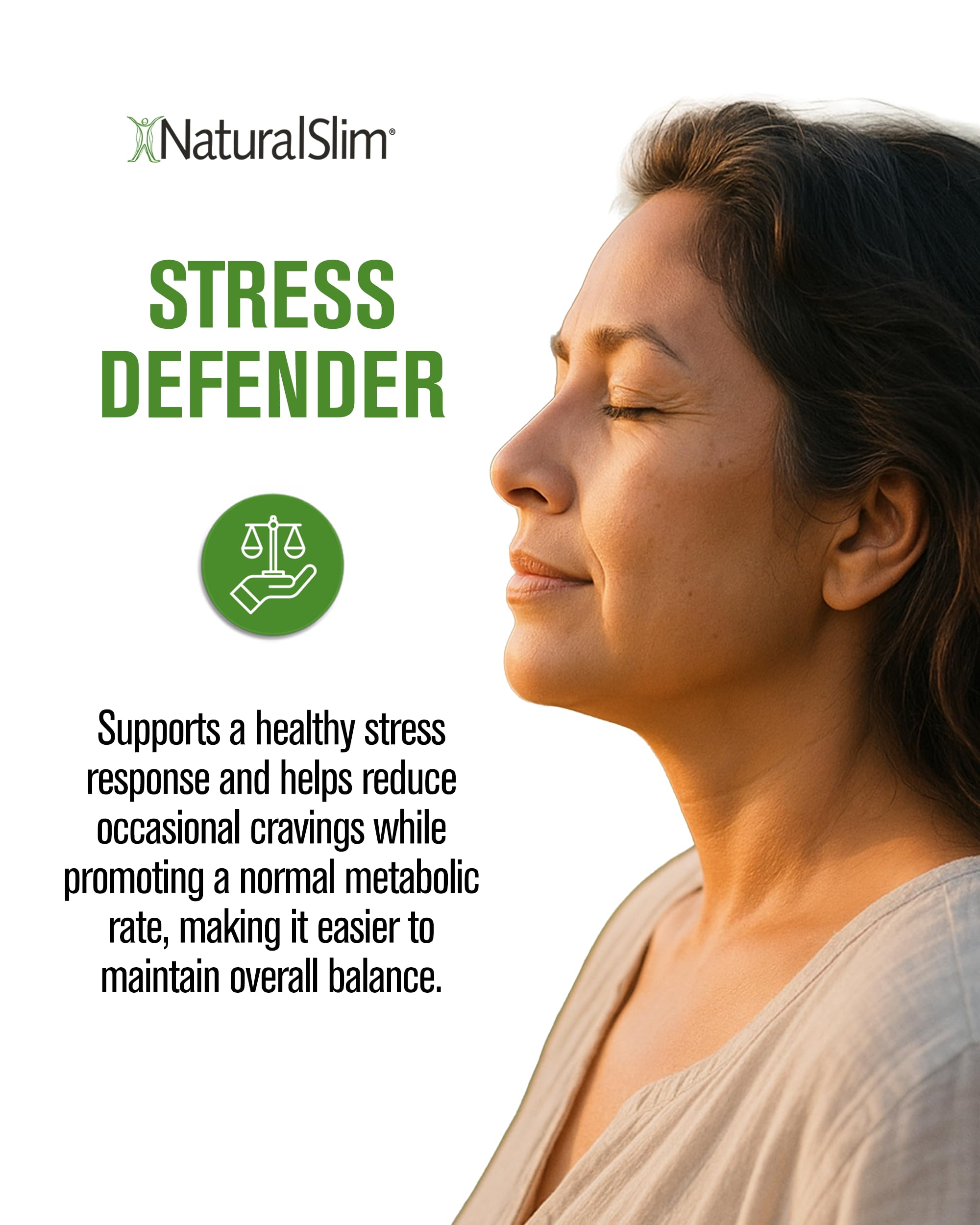 NaturalSlim Stress Defender – Cortisol Support, Craving Control & Sleep & Metabolism (180 Veg Capsules)
