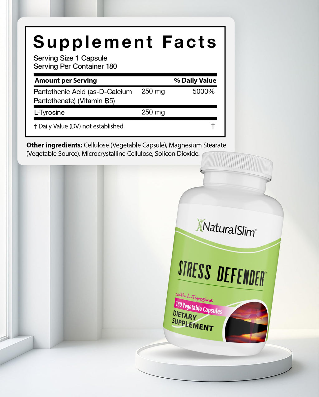 NaturalSlim Stress Defender: Cortisol Support, Cravings Control, Sleep & Metabolism | 180 Veg Capsules (3 Pack)