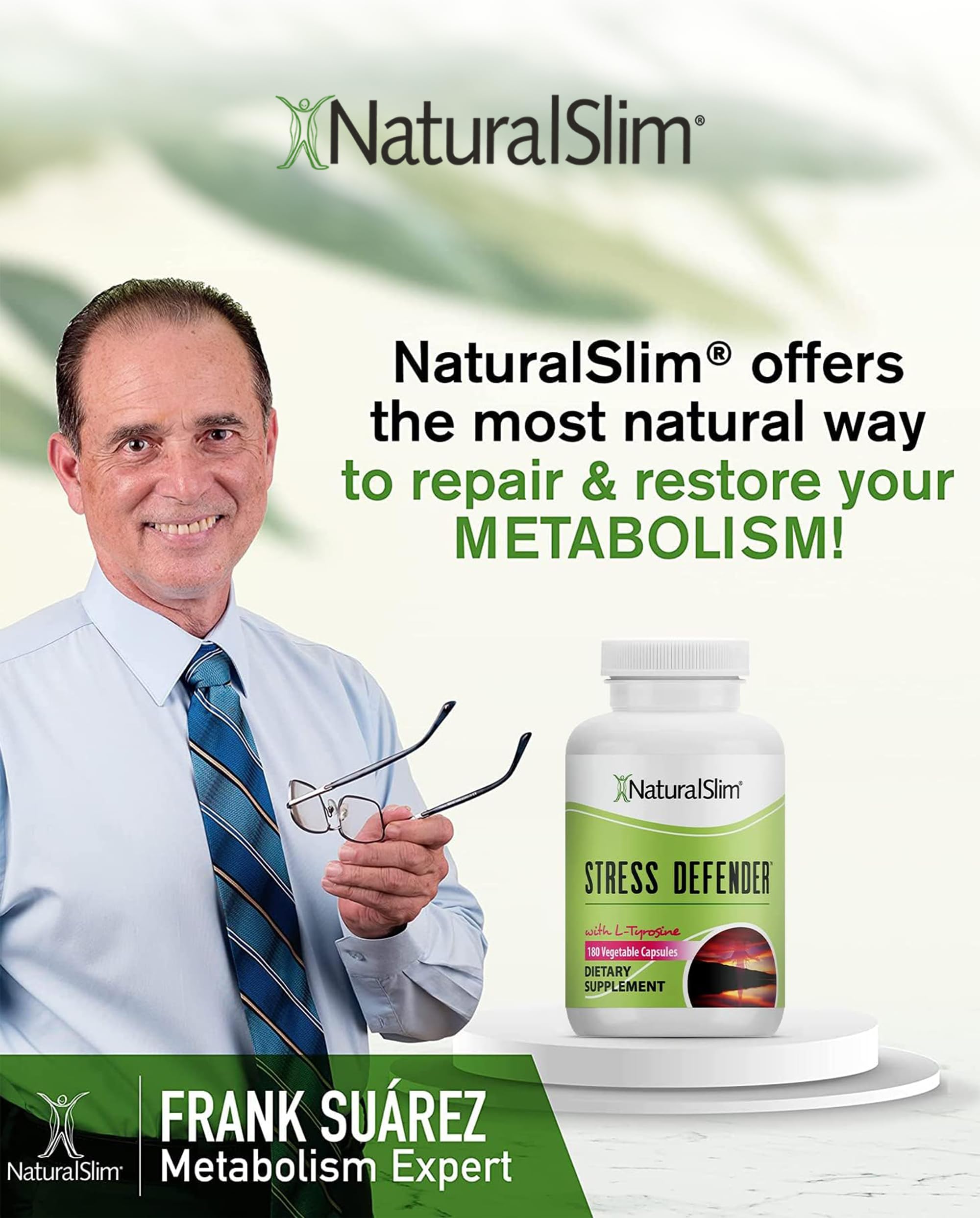 NaturalSlim Stress Defender – Stress Relief & Cortisol Support | 3-Pack, 180 Vegetarian Capsules