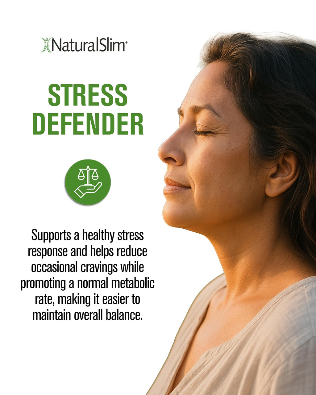 NaturalSlim Stress Defender: Cortisol Support, Cravings Control, Sleep & Metabolism | 180 Veg Capsules (3 Pack)