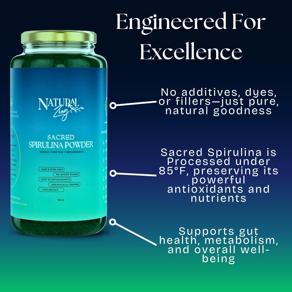 NaturalZing 100% Organic Spirulina Powder – Non-GMO, Vegan Superfood