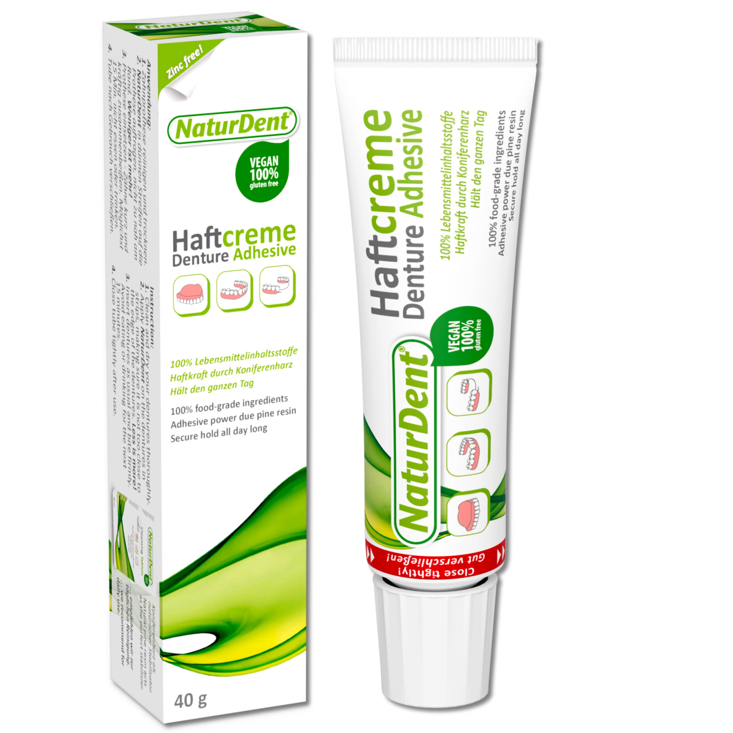 NaturDent Denture Adhesive – Natural, Zinc-Free, Paraben-Free, Strong Hold