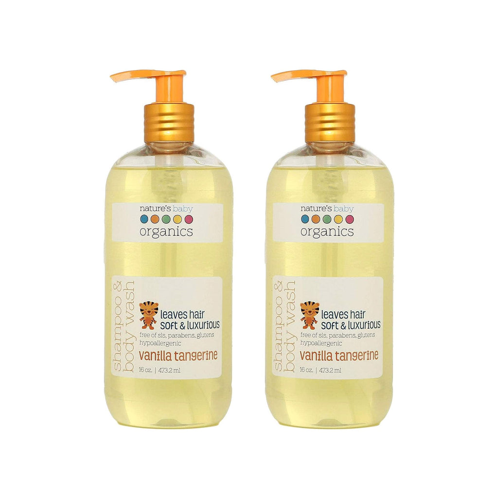 Nature's Baby 3-in-1 Shampoo/Body/Face Wash - Tear Free, No Sulfates - Vanilla Tangerine (16 oz, 2 Pack)