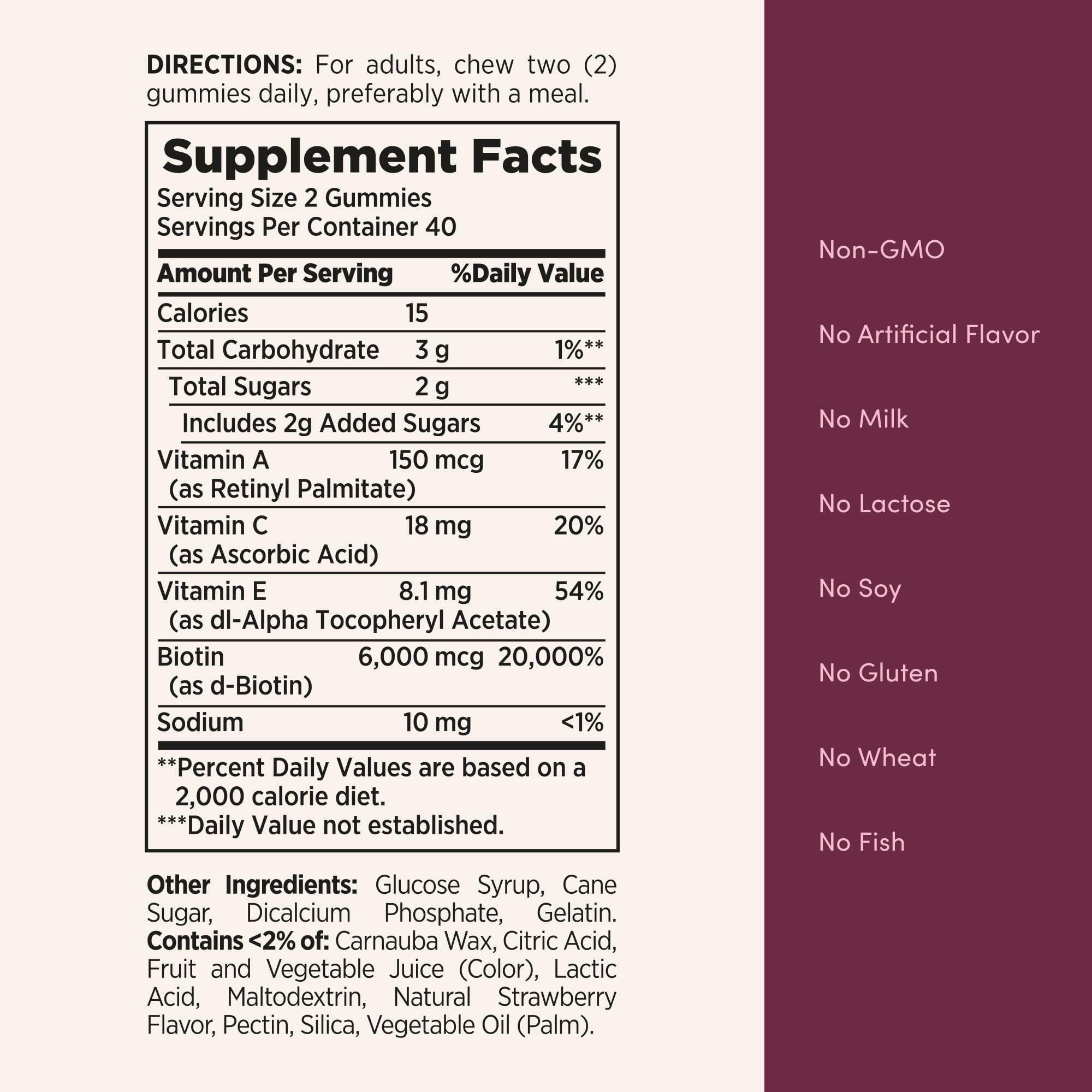 Nature's Bounty Optimal Solutions Advanced Hair, Skin & Nails Gummies – 2X Biotin, 6,000 mcg per Serving