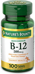 Nature's Bounty B-12 500 mcg Sublingual Microlozenges - 100 Count (Pack of 2)