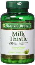 Nature's Bounty Milk Thistle 250 mg Capsules — Pack of 2 (400 capsules)