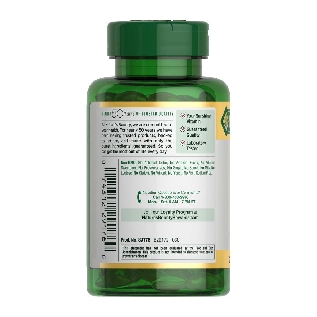 Nature's Bounty Vitamin D3 5000 IU Softgels – Immune Support, 240 Ct