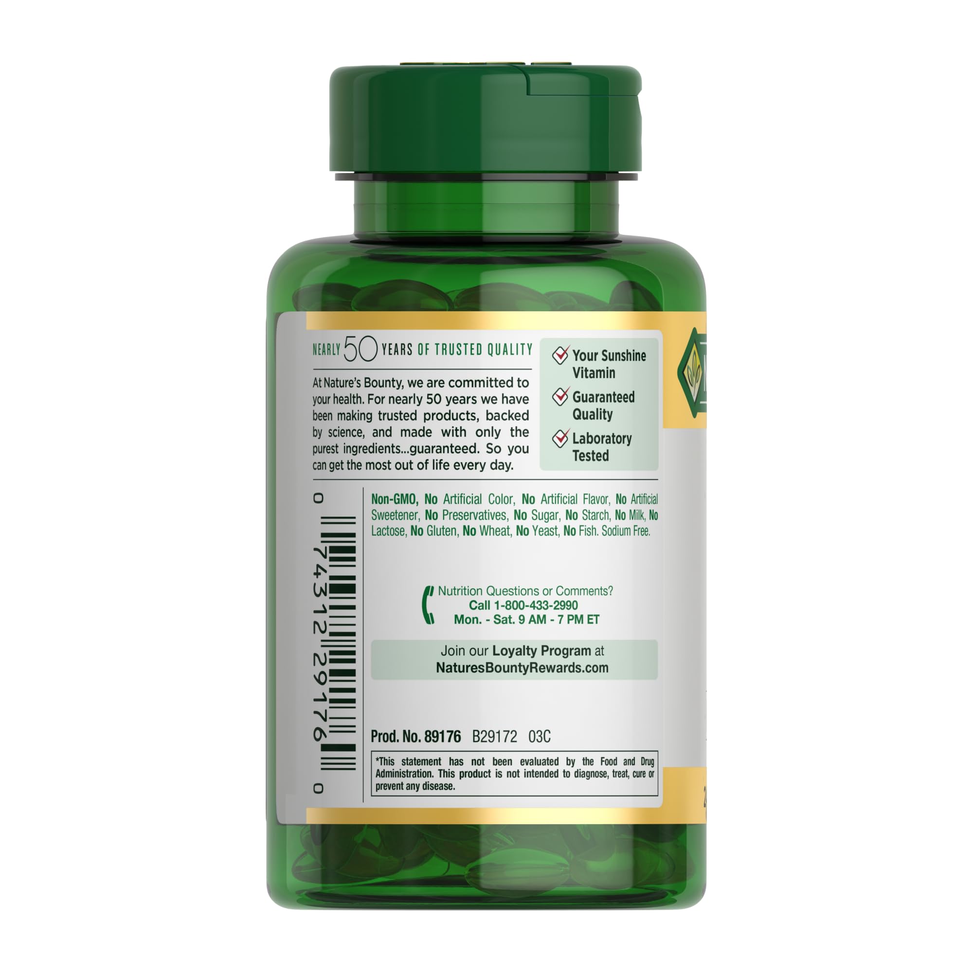 Nature's Bounty Vitamin D3 5000 IU Softgels – Immune Support, 240 Ct