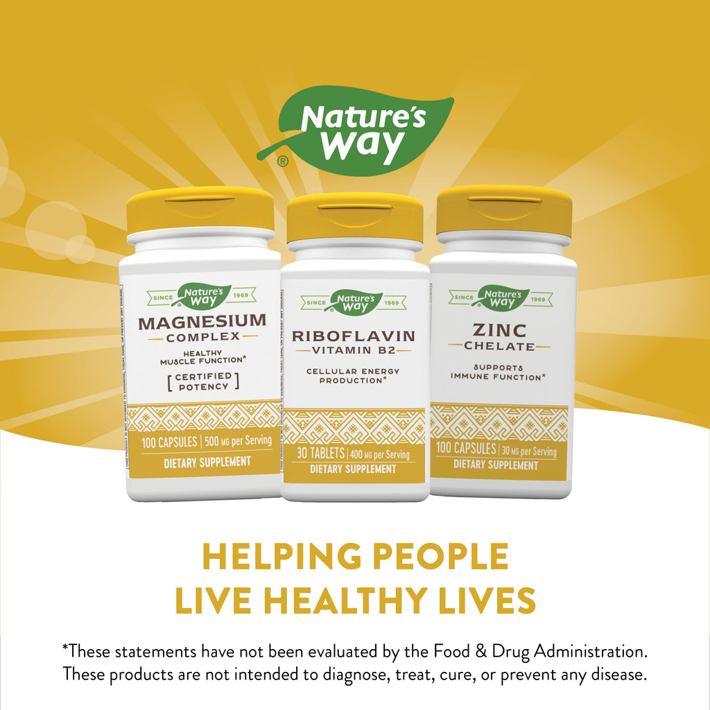 Nature's Way Riboflavin Vitamin B2, Supports Cellular Energy Production*, Vegan, 30 Tablets (Packaging May Vary)