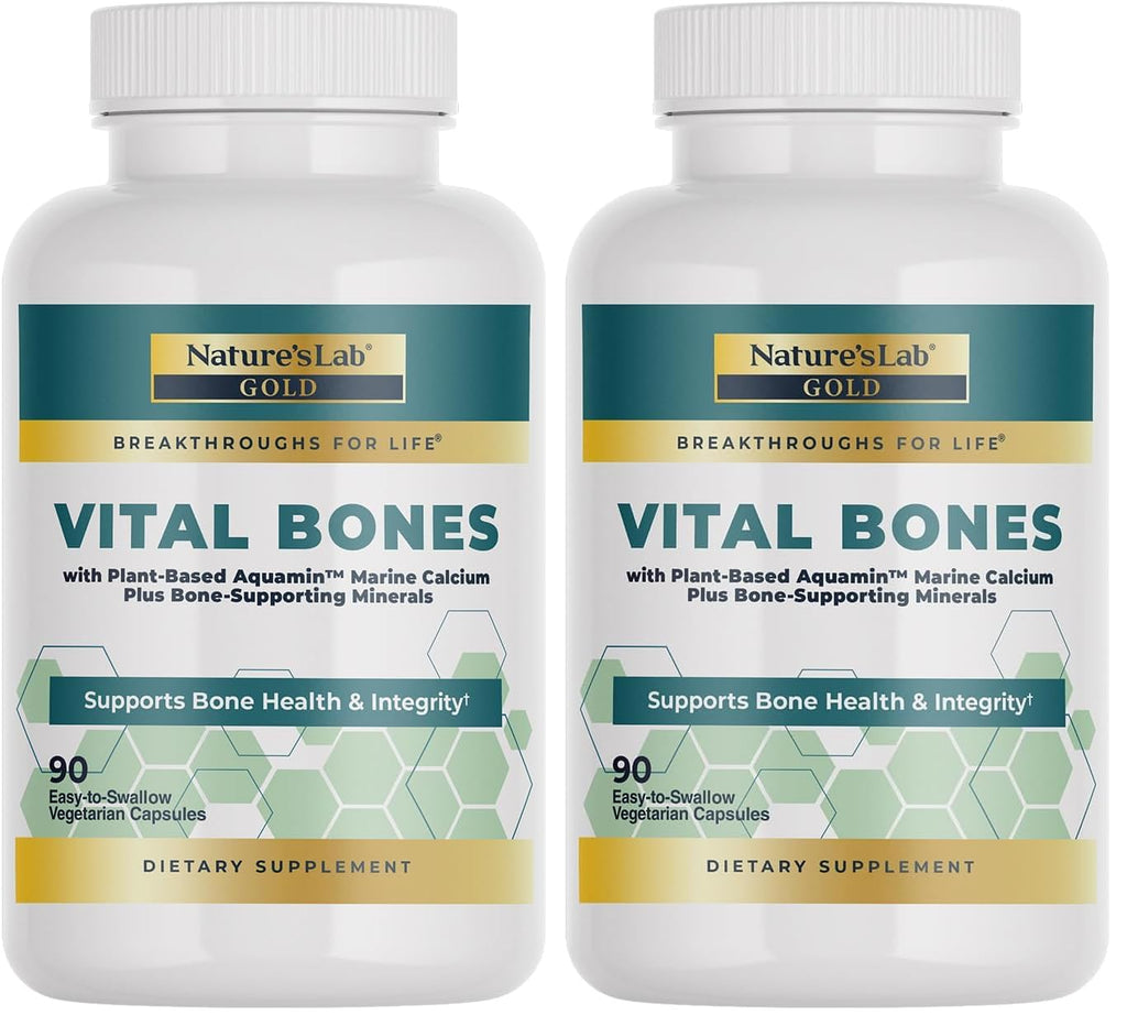 Nature's Lab Gold Vital Bones with Aquamin Plant-Based Calcium – 2-Pack, 180 Veg Capsules