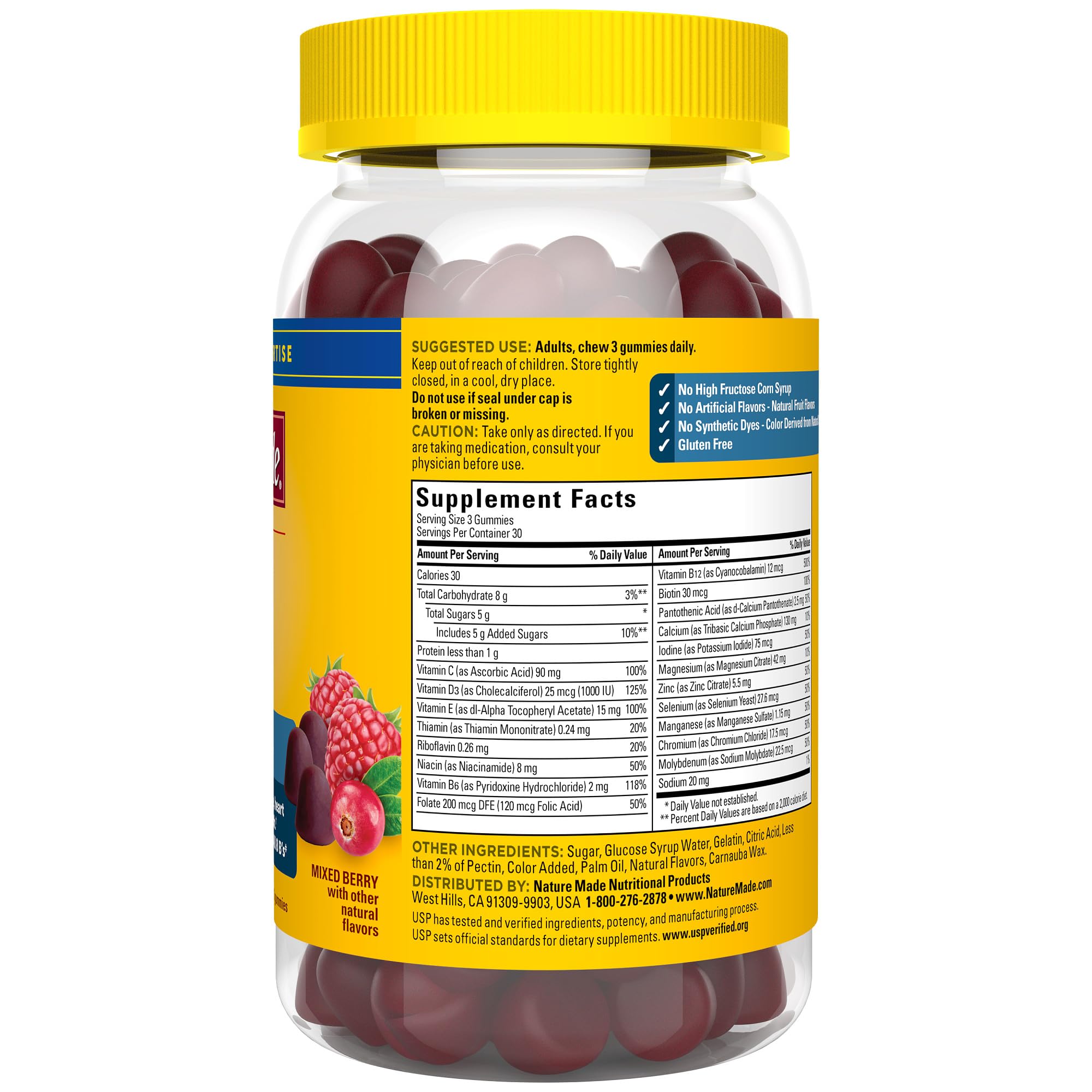 Nature Made Advanced Multivitamin Gummies for Him – 90 Gummies, Calcium & Magnesium Citrate + 8 B Vitamins