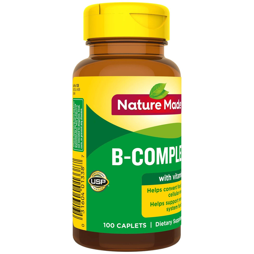 Nature Made B-Complex with Vitamin C Caplets - 100 Count (Pack of 3)