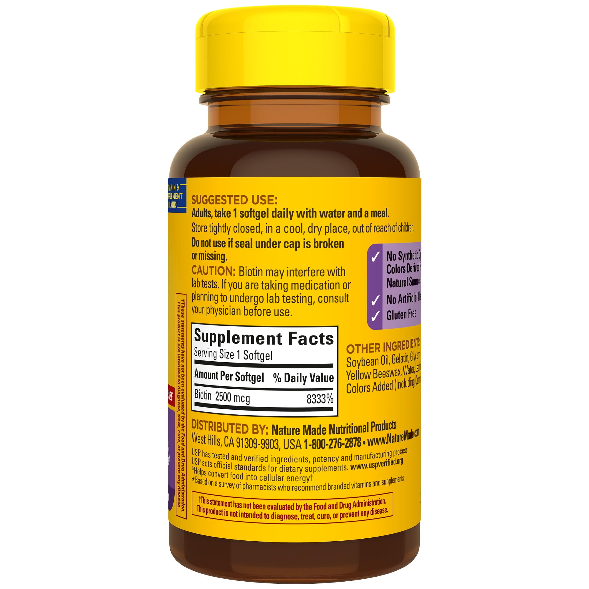 Nature Made Biotin 2500 mcg Softgels – Healthy Hair, Skin & Nails | 150 Day Supply