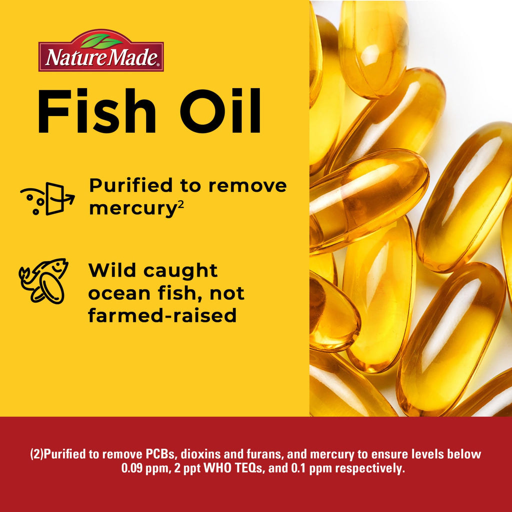 Nature Made Burp Less Omega-3 1200 mg Fish Oil Softgels – 120 Count