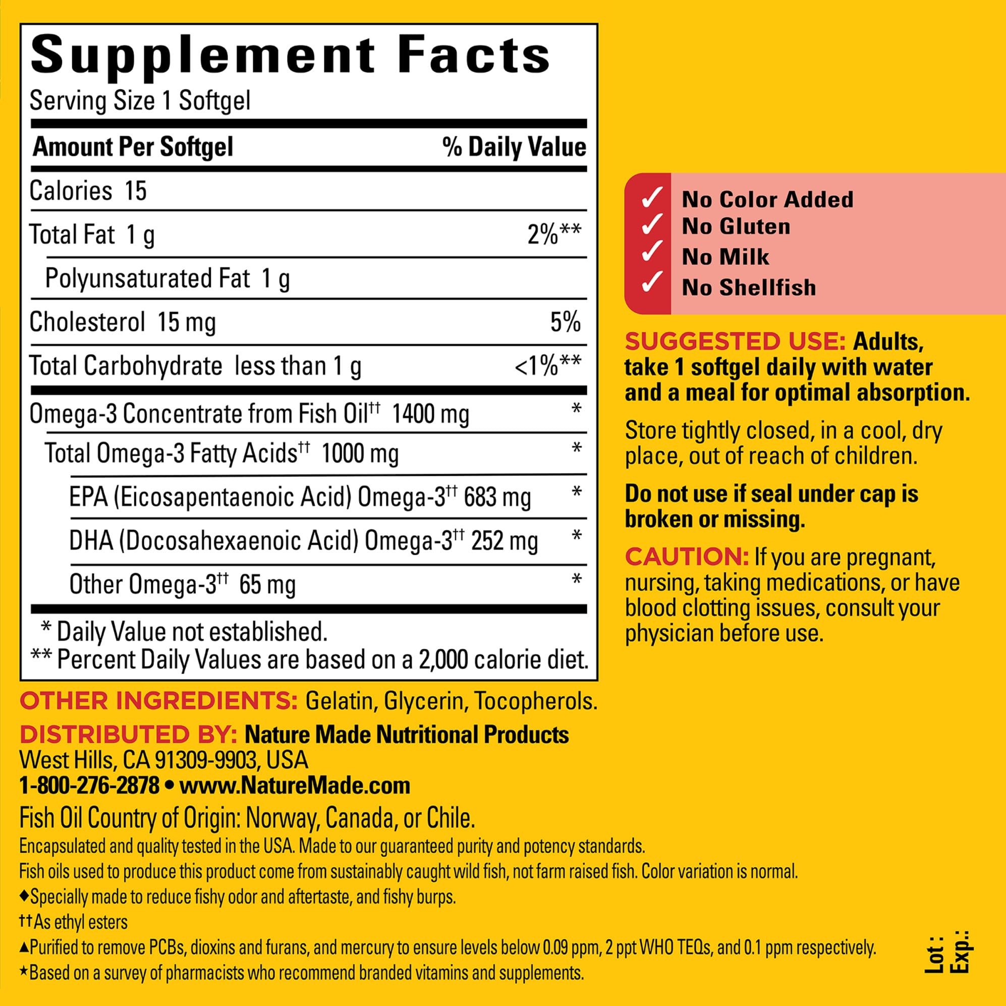 Nature Made Burp Less Ultra Omega-3 1400 mg Softgels – 90-Count, EPA & DHA