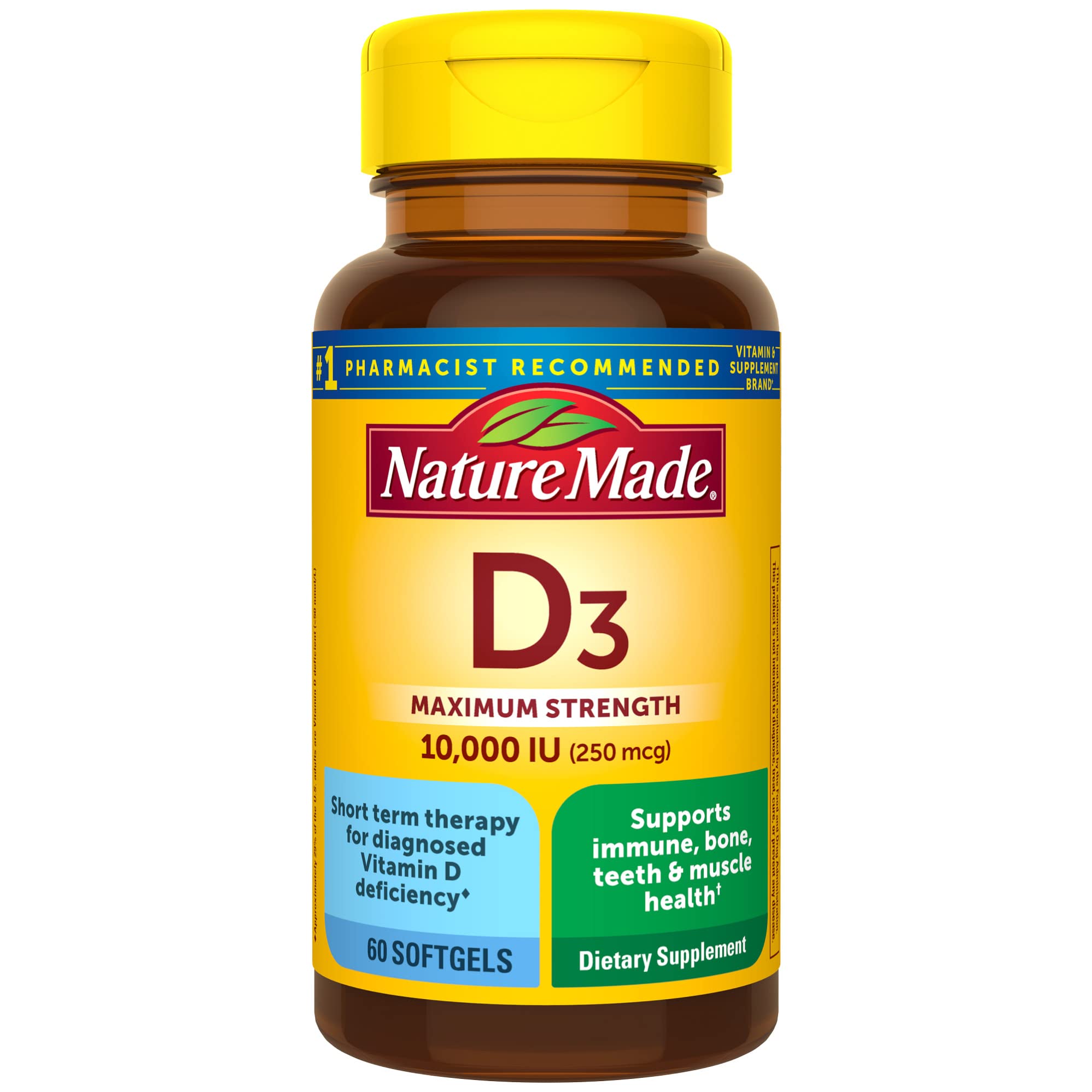 Nature Made Vitamin D3 10000 IU Softgels – Maximum Strength, 60 Count