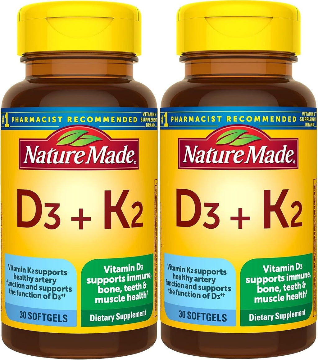 Nature Made Vitamin D3 + K2 5000 IU (125 mcg) – Pack of 2