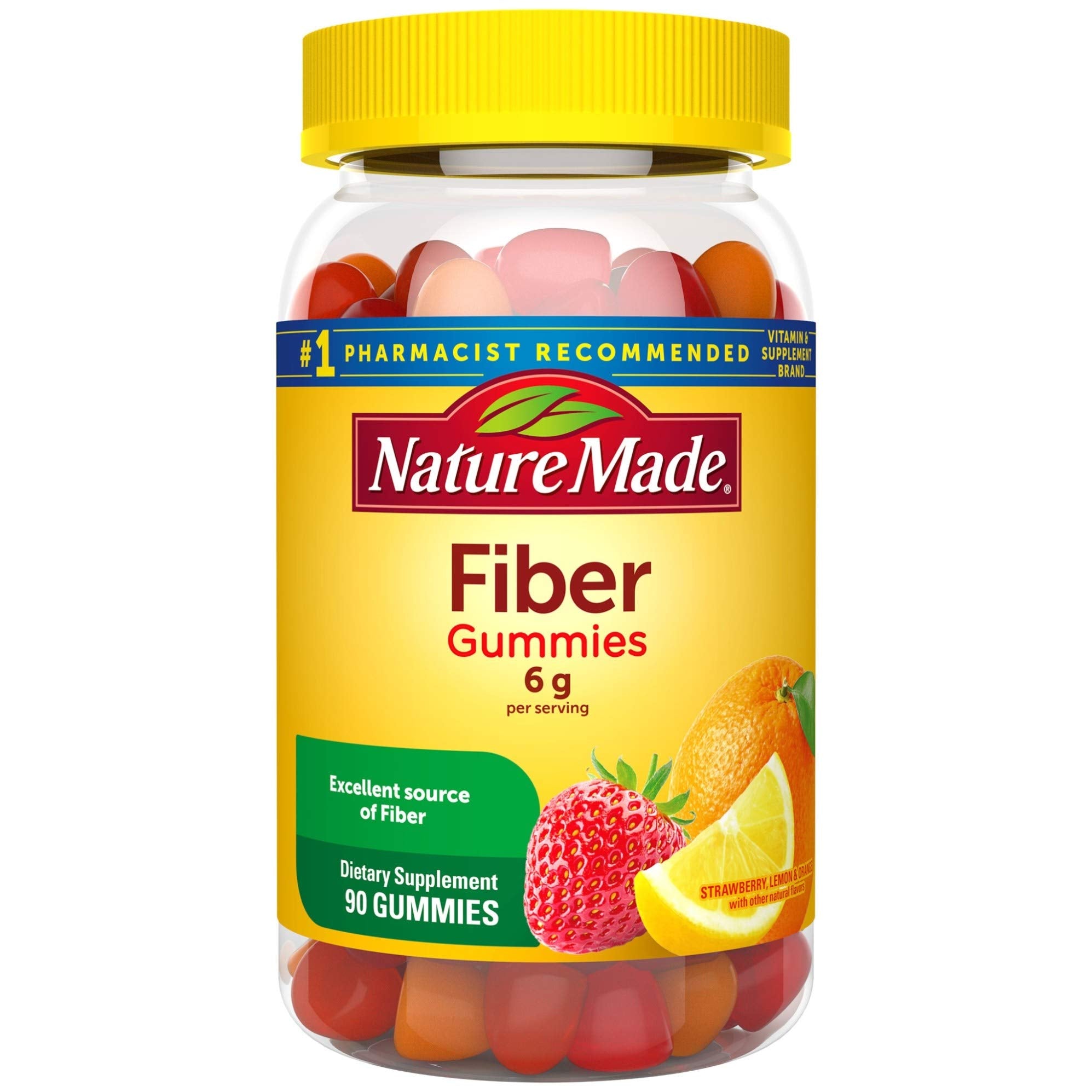 Nature Made Fiber 6 g Gummies – Digestive Health Support, 90 Count (30 Day Supply)