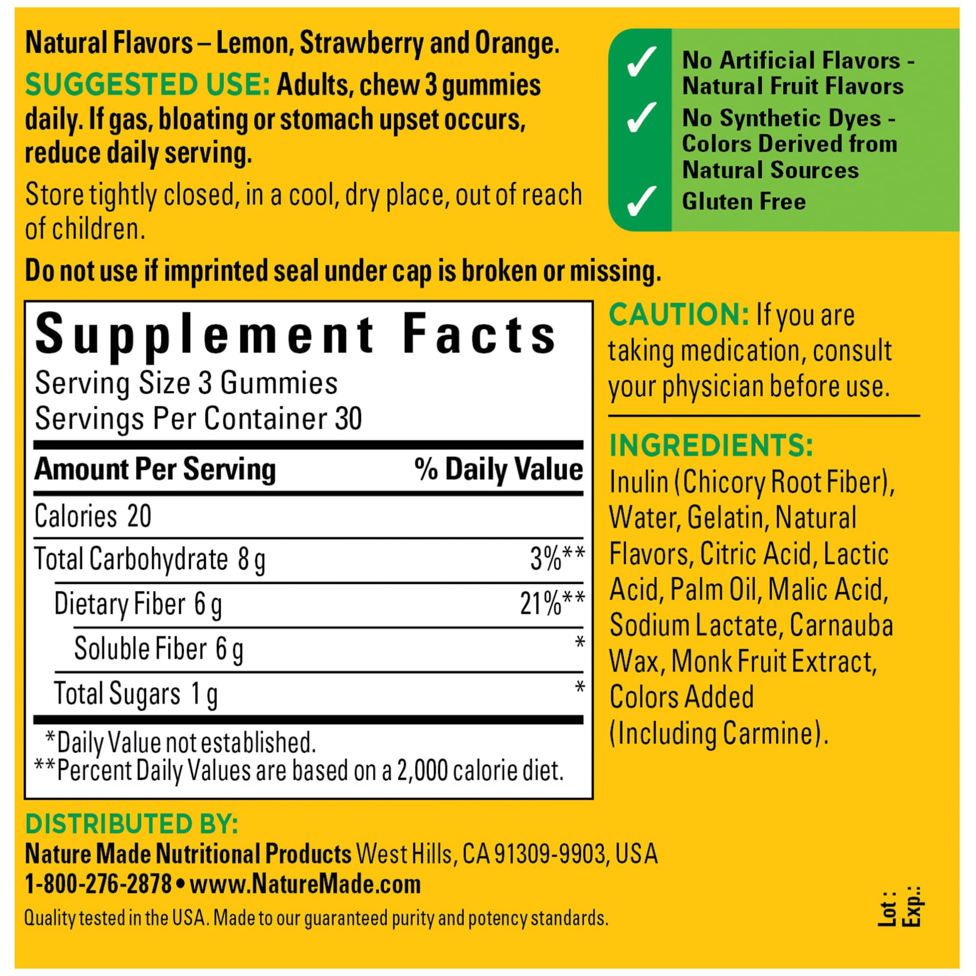 Nature Made Fiber 6 g Gummies – Digestive Health Support, 90 Count (30 Day Supply)