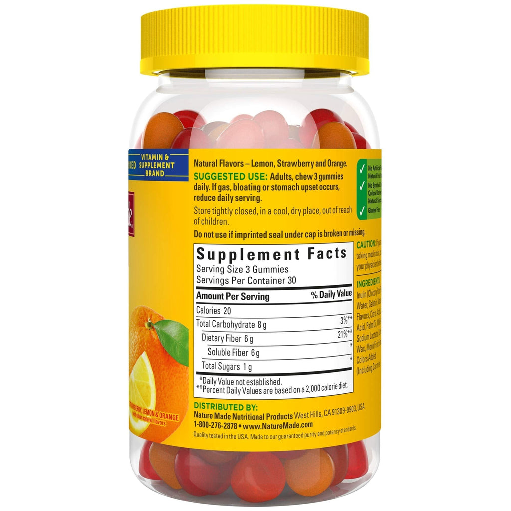 Nature Made Fiber 6 g Gummies – Digestive Health Support, 90 Count (30 Day Supply)