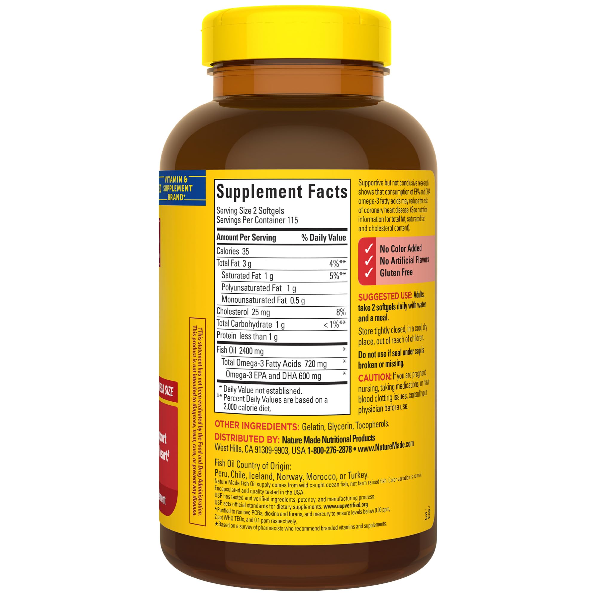Nature Made Fish Oil 1200 mg Softgels | Omega-3 EPA/DHA 230-count for Heart Health