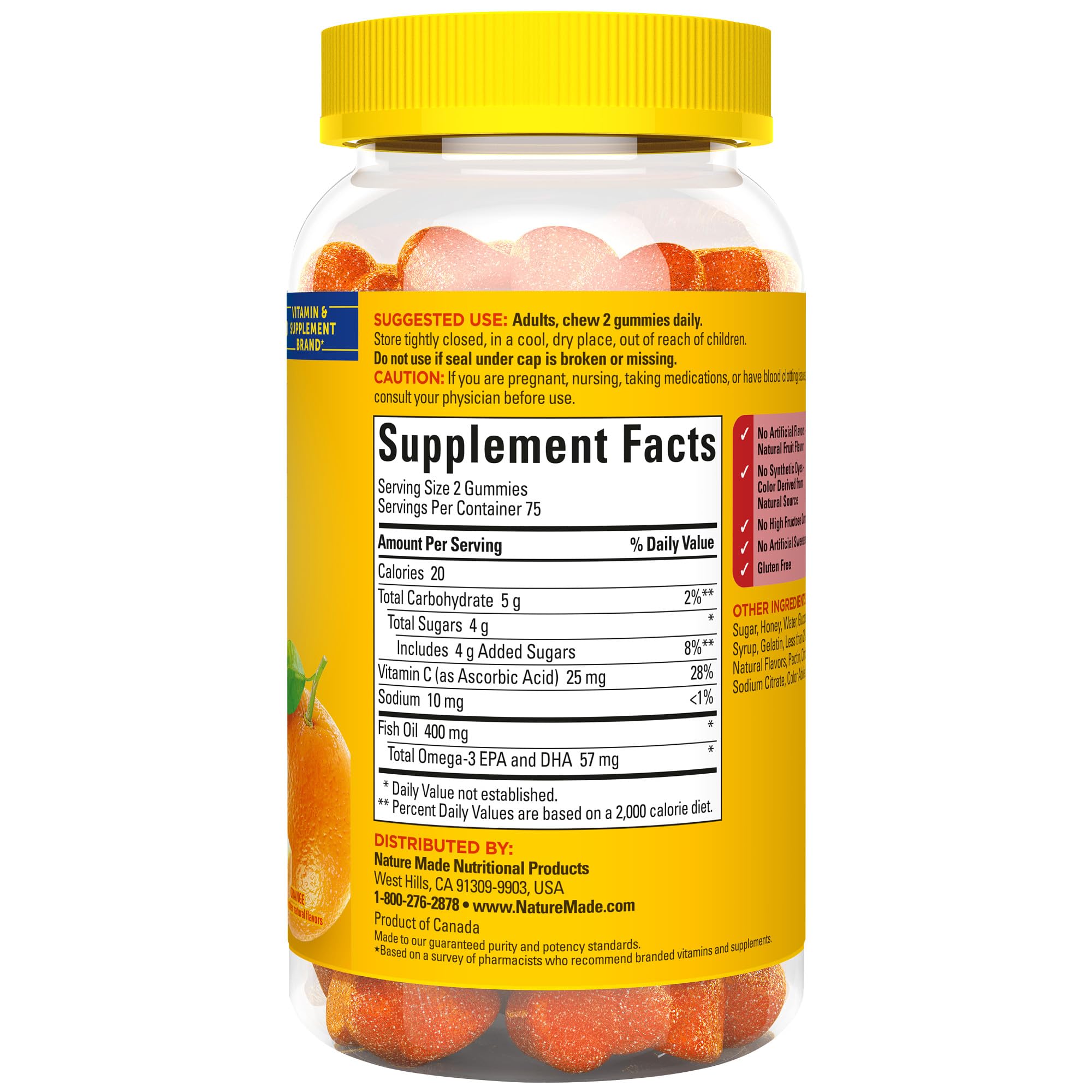 Nature Made Fish Oil Omega-3 Gummies - Heart Health (150 Count, 75-Day Supply)