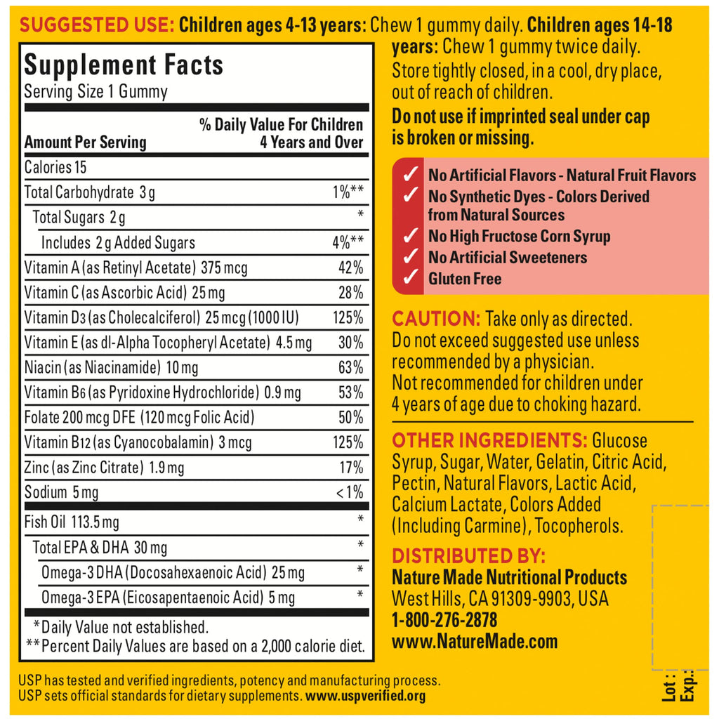Nature Made Kids First Multivitamin with Omega-3 Gummies – 70 Count