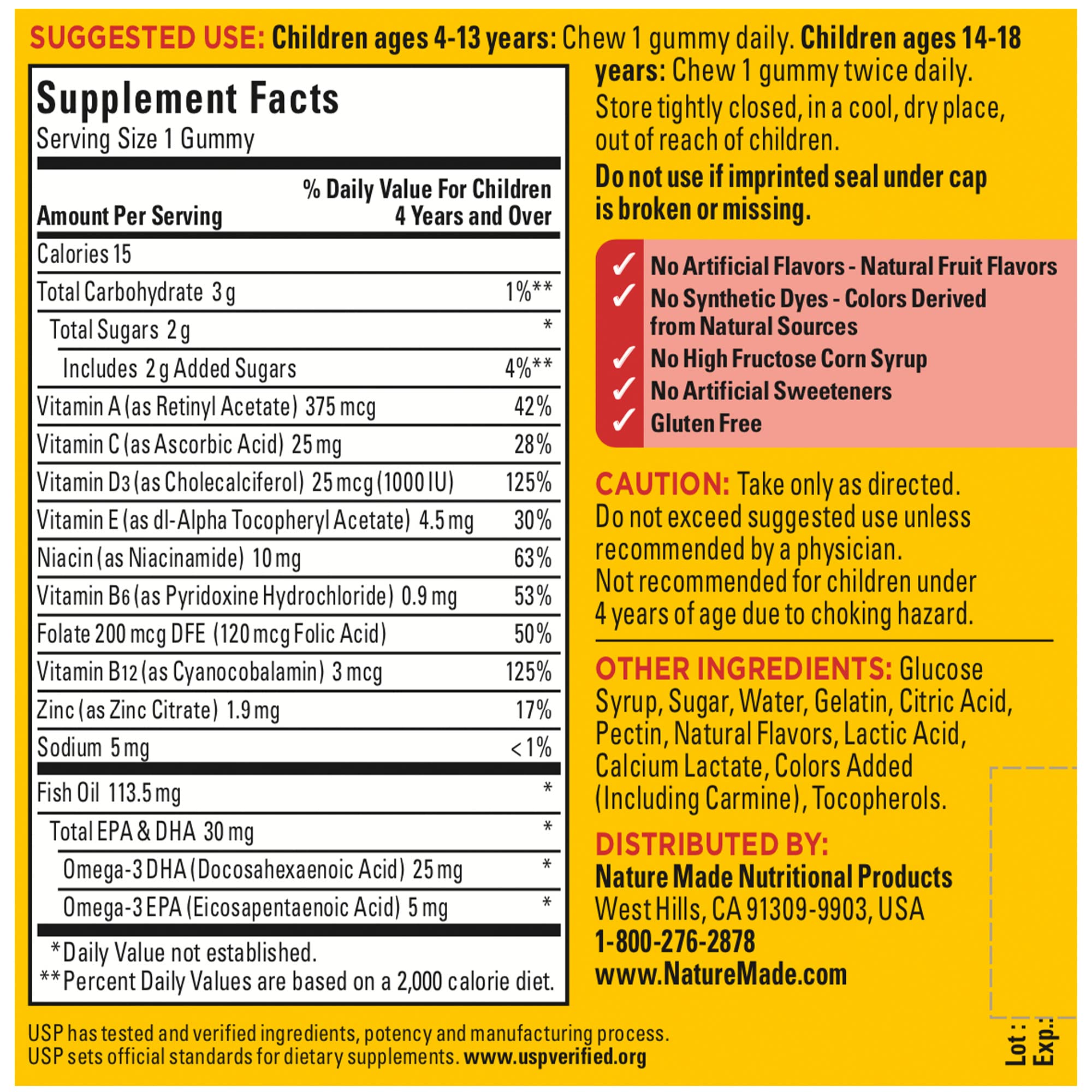 Nature Made Kids First Multivitamin with Omega-3 Gummies – 70 Count