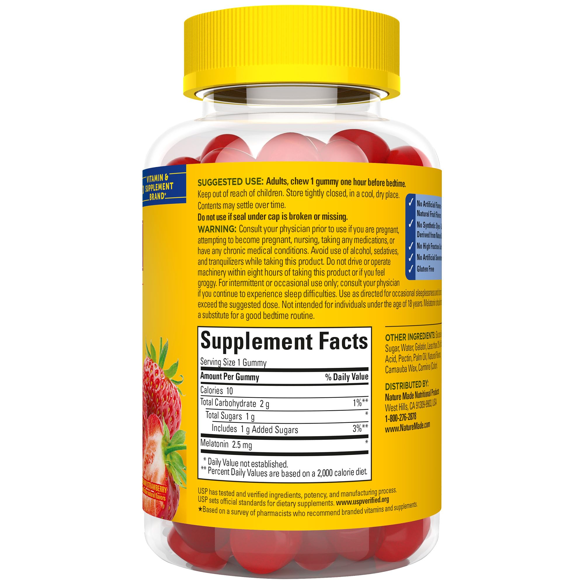 Nature Made Melatonin Gummies 2.5 mg – 80 Count, Drug-Free Sleep Aid for Adults