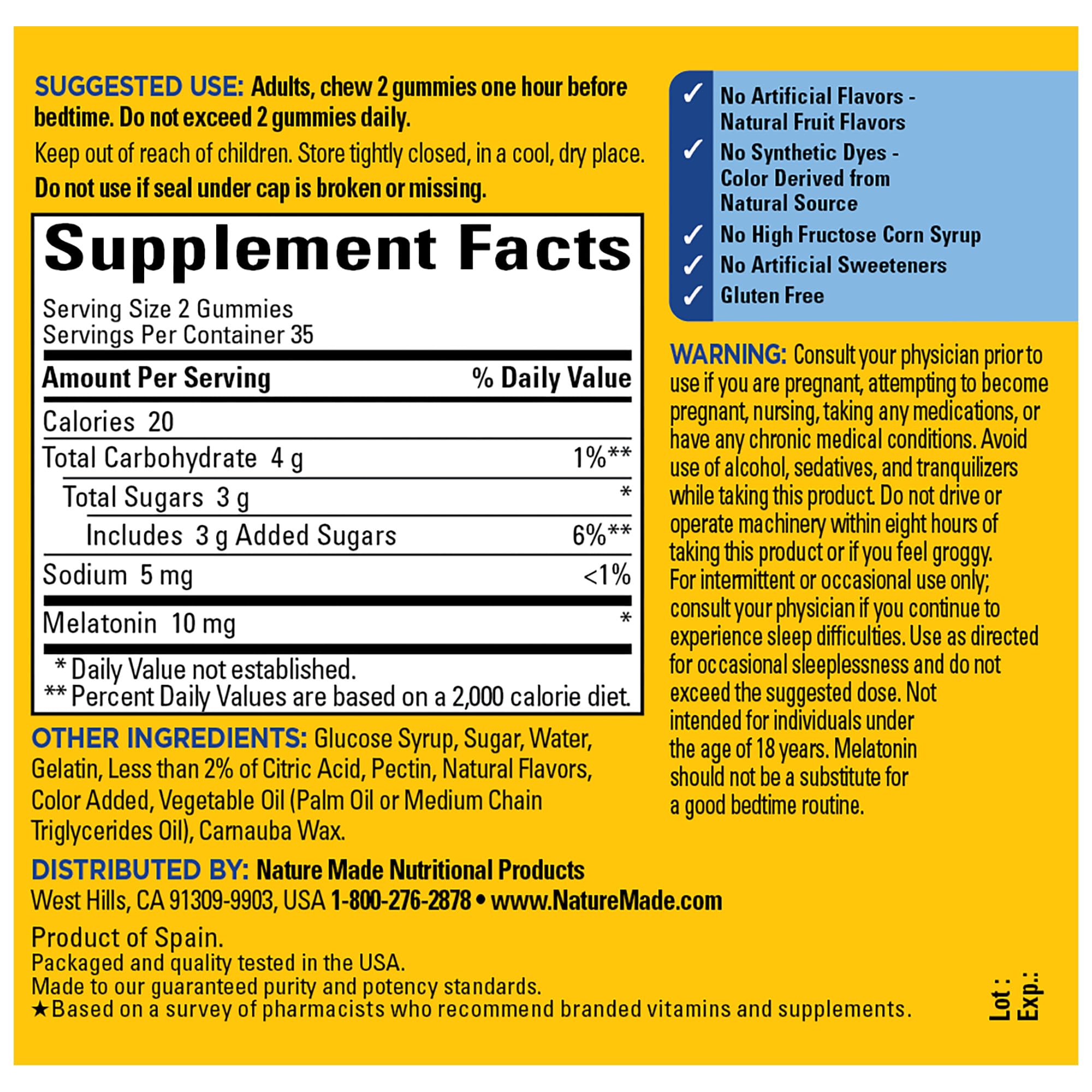 Nature Made Melatonin Gummies 10 mg for Adults — Maximum Strength Sleep Aid, 70-Count