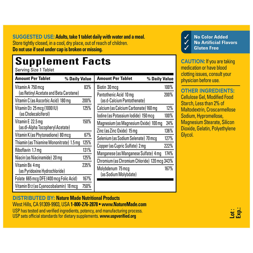 Nature Made Multivitamin For Him – No Iron, 90 Tablets, 90-Day Supply