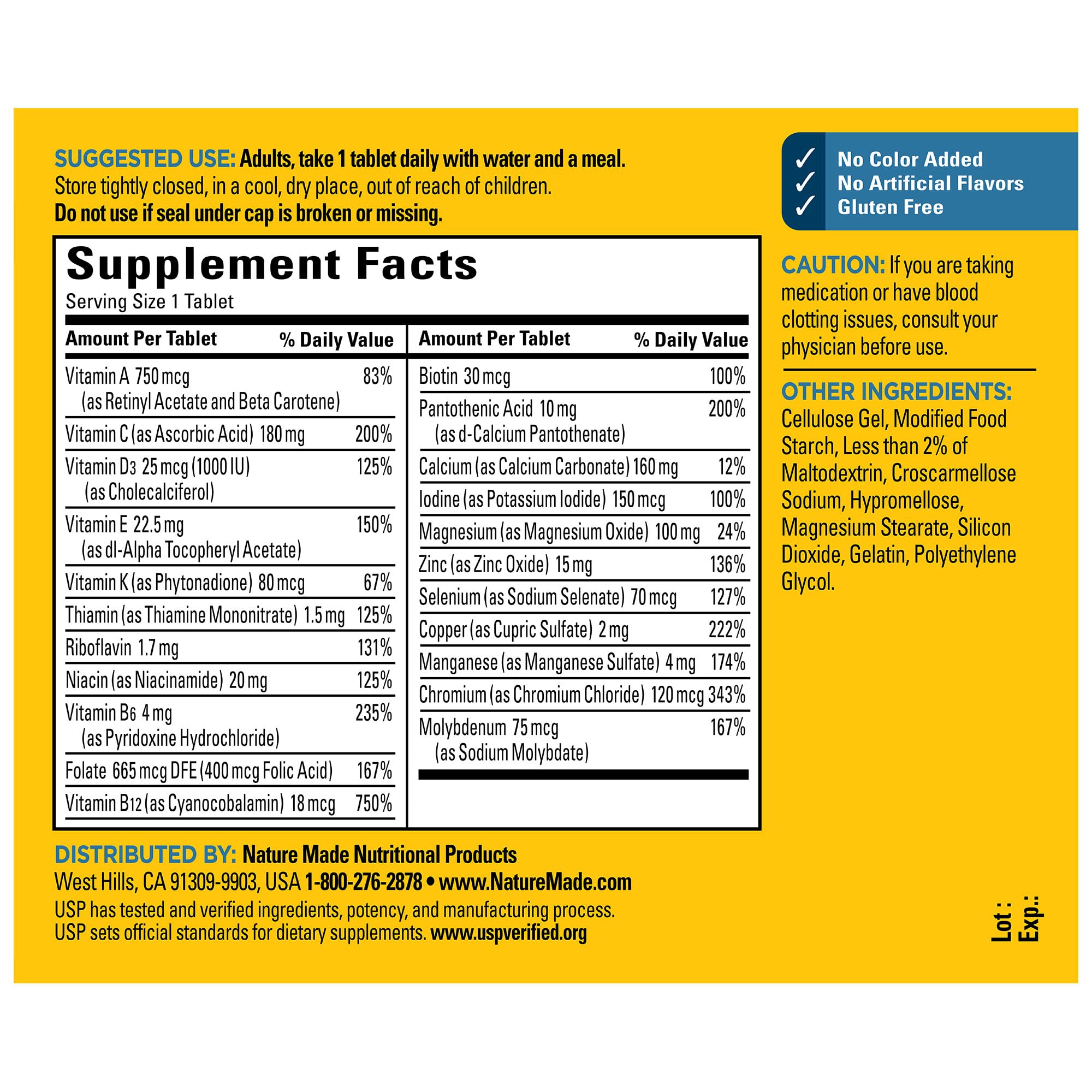 Nature Made Multivitamin For Him – No Iron, 90 Tablets, 90-Day Supply