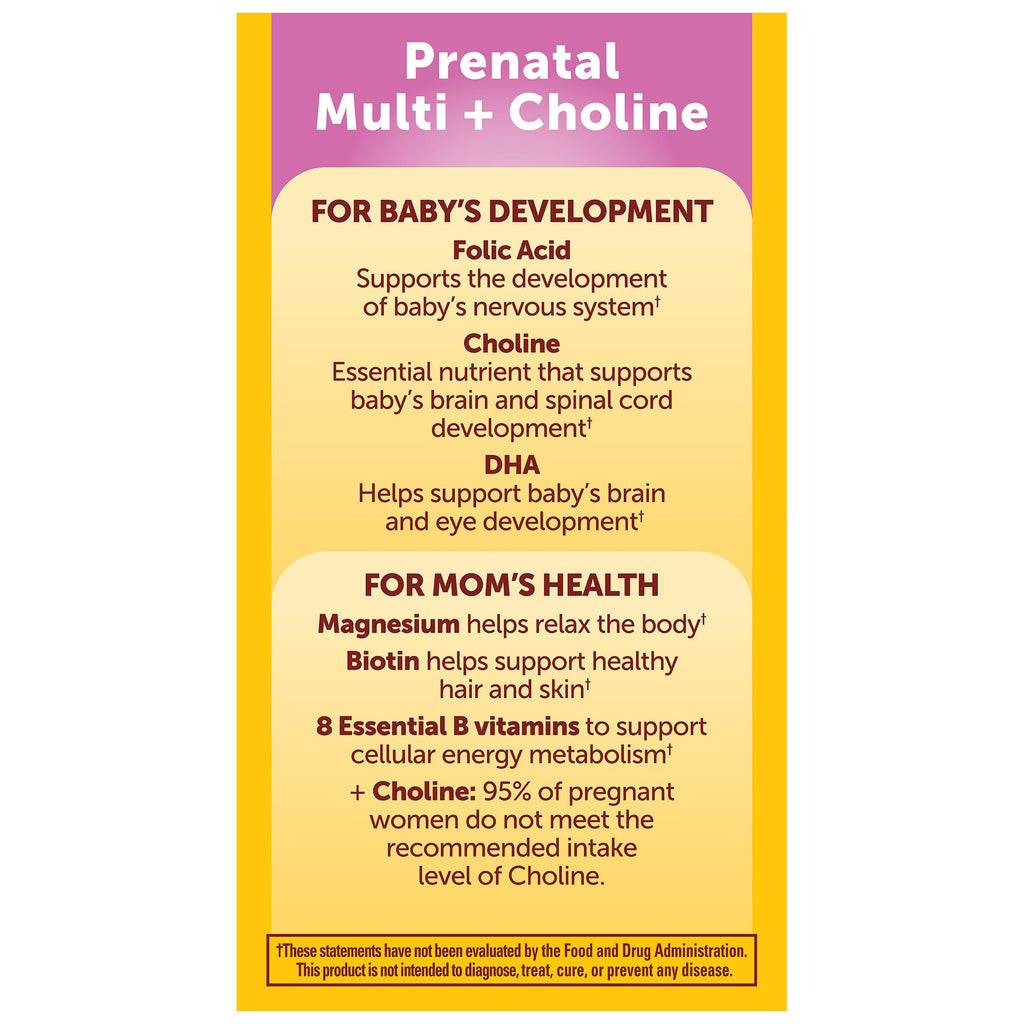 Nature Made Prenatal Vitamin Softgels + Choline Capsules – 60 Day Supply, Folic Acid + DHA