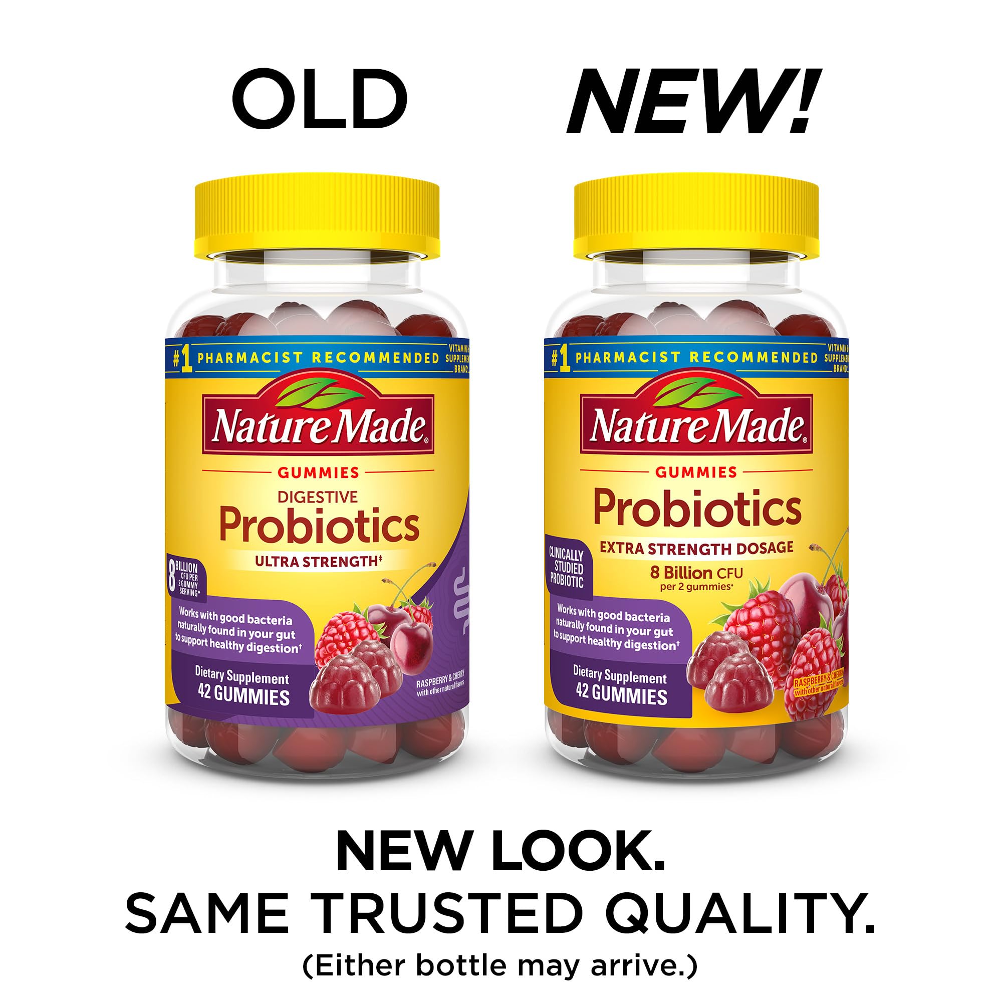 Nature Made Probiotics Extra Strength Gummies — 8 Billion CFU per 2 Gummies, 42‑Count, 21 Day Supply
