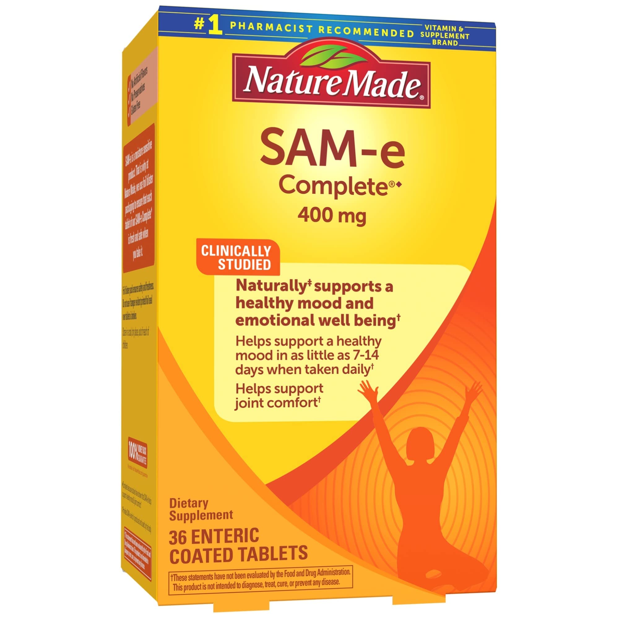 Nature Made SAM-e Complete 400 mg – Mood Support & Joint Health | 36 Tablets