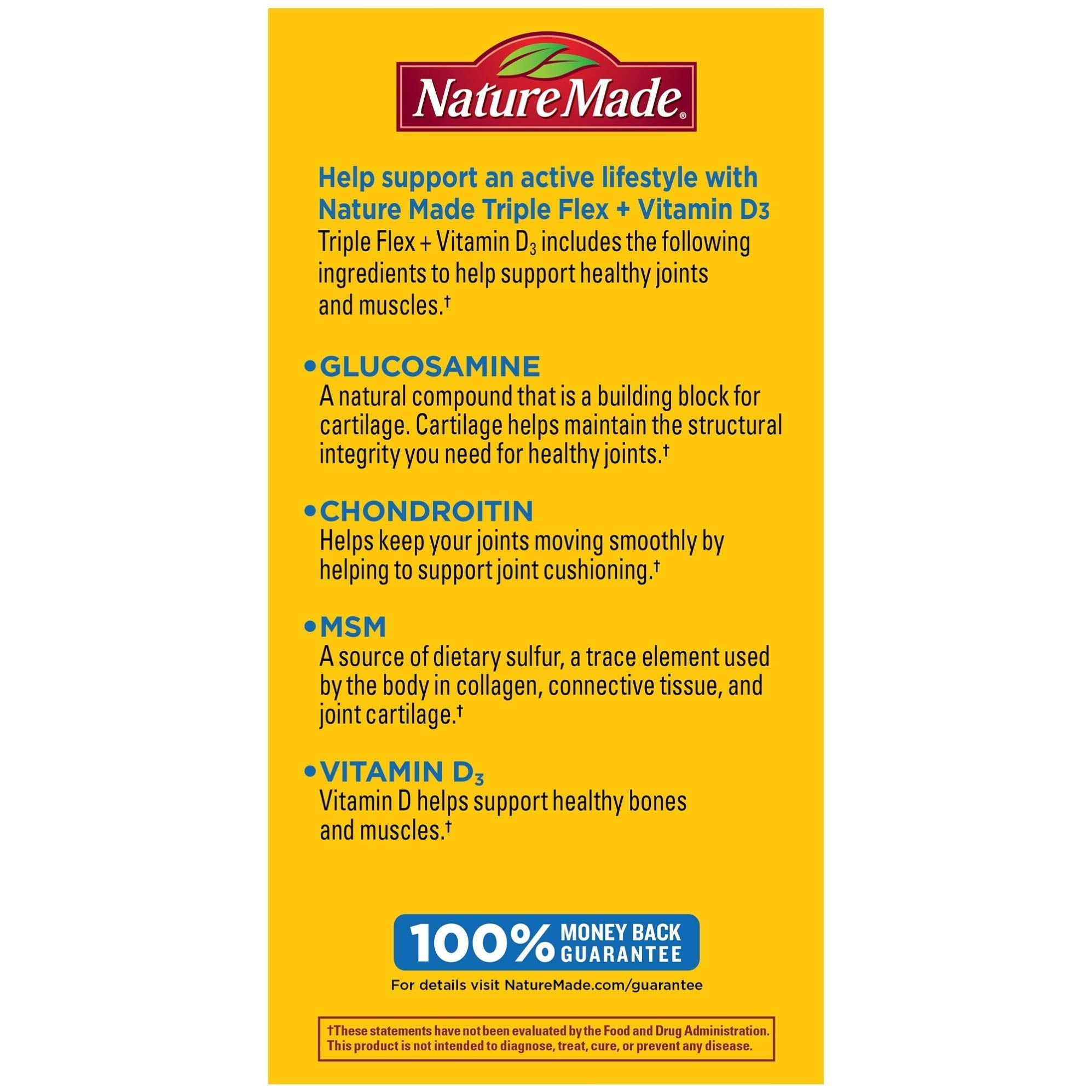 Nature Made TripleFlex Triple Strength Caplets with Vitamin D3, 120 Count