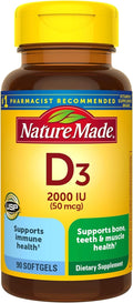 Nature Made Vitamin D3 2000 IU (50 mcg) 90 Softgels – Immune, Bones & Muscle Support