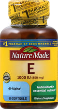 Nature Made Vitamin E 450 mg (1000 IU) dl-Alpha Softgels – 60 Count for Antioxidant Support
