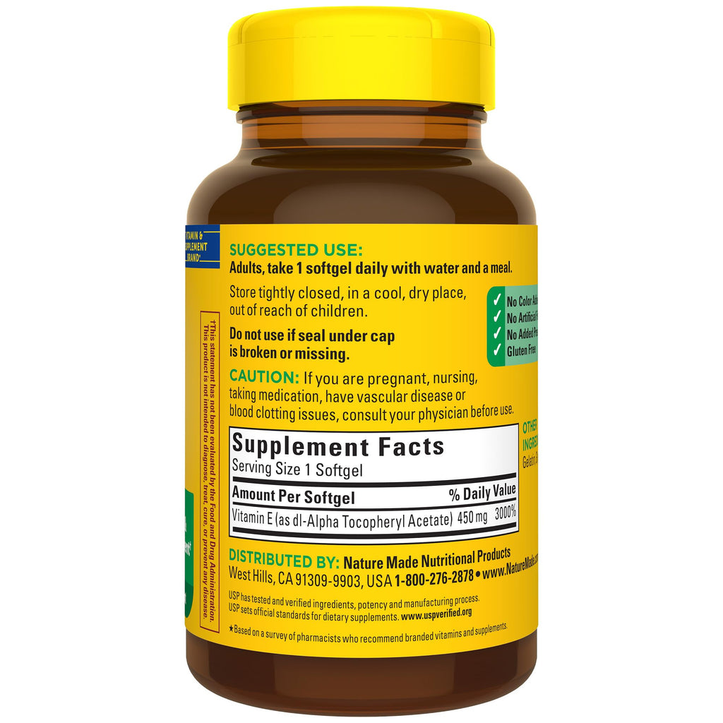 Nature Made Vitamin E 450 mg dl-Alpha Softgels – 3-Pack Antioxidant Support