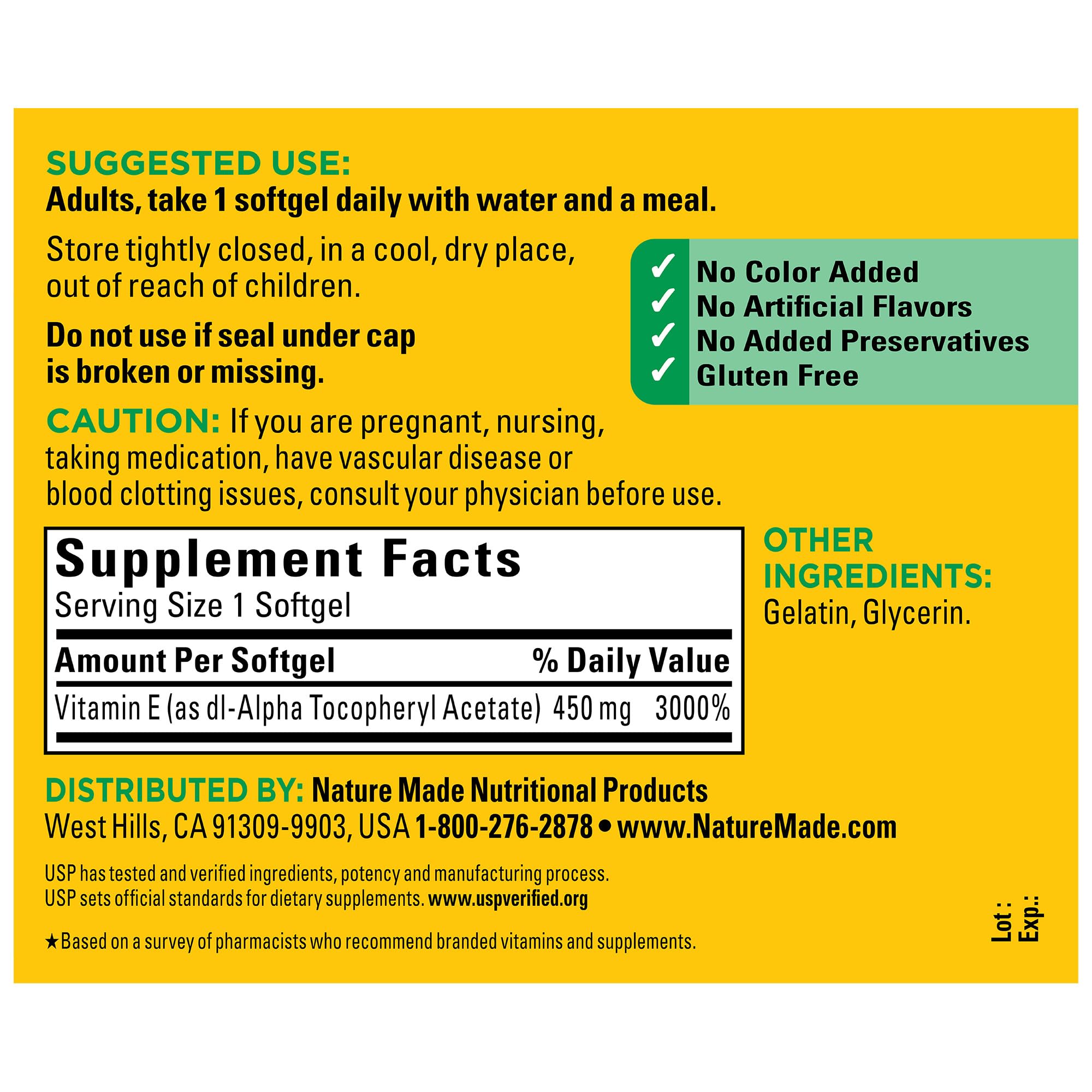 Nature Made Vitamin E 450 mg dl-Alpha Softgels – 3-Pack Antioxidant Support