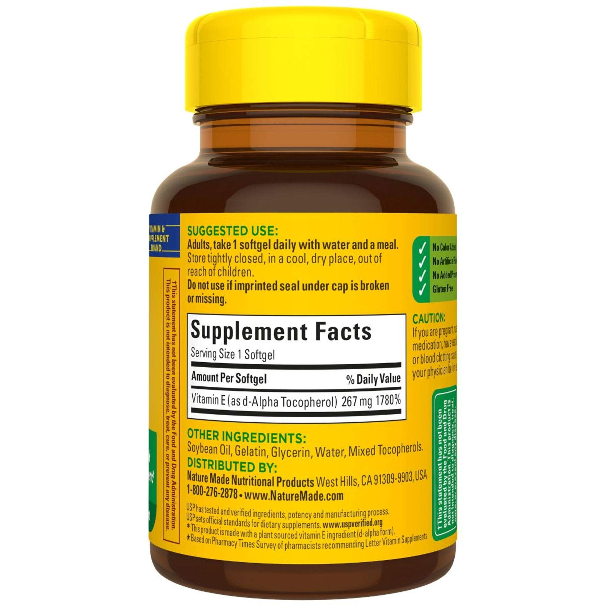 Nature Made Plant Sourced Vitamin E 267 mg (400 IU) d-Alpha Softgels – 3-Pack, 100 Softgels Each