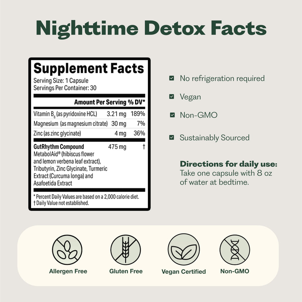 Nature M.D. GutRhythm Nighttime Recovery Overnight Digestive & Sleep Aid Supplement – Vegan 30 Servings
