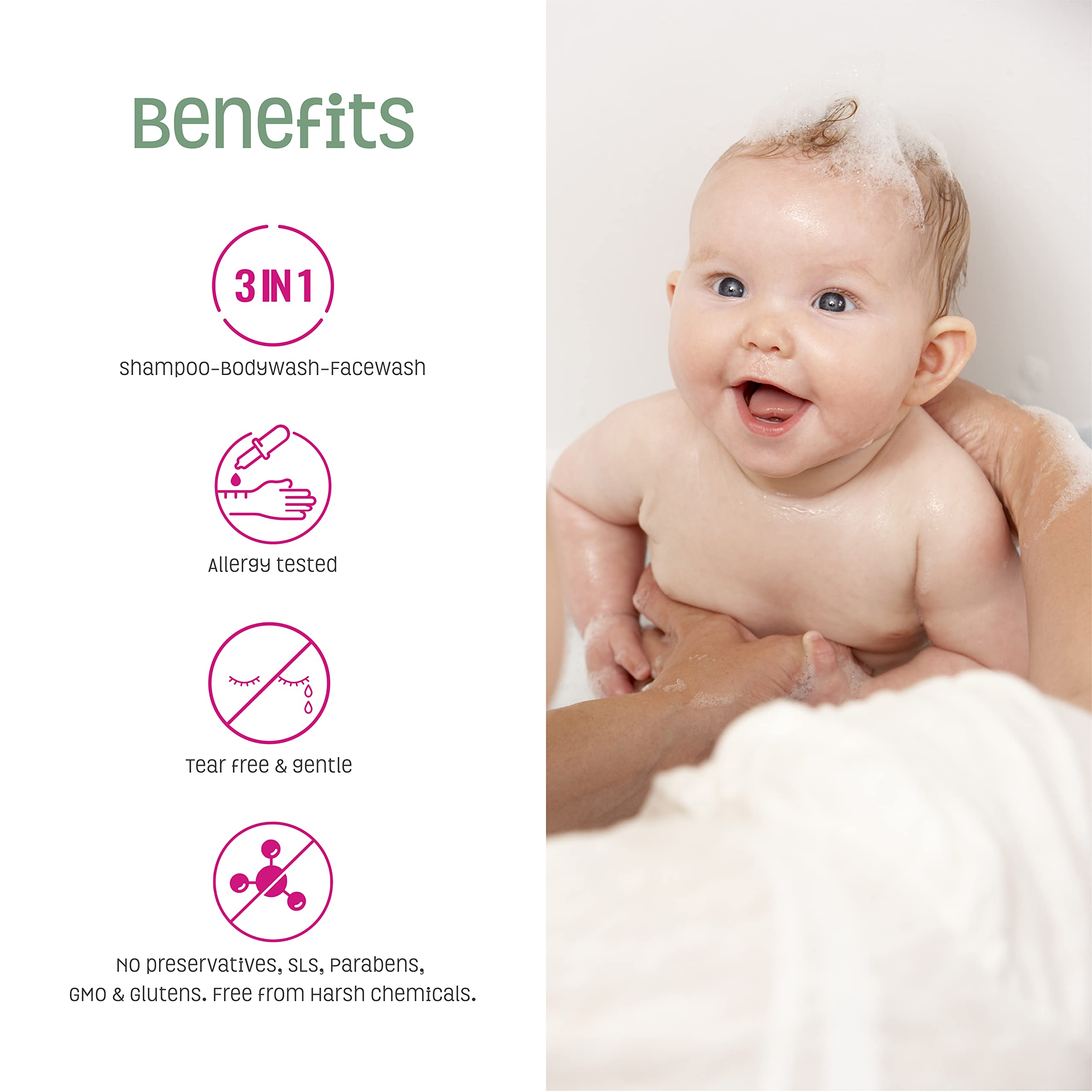 Nature's Baby Organics 3-in-1 Baby Shampoo, Body Wash & Face Wash – Lavender Chamomile, 16oz (Pack of 2)