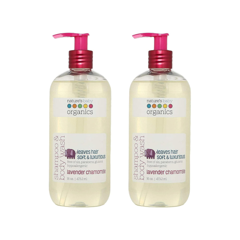Nature's Baby Organics 3-in-1 Baby Shampoo, Body Wash & Face Wash – Lavender Chamomile, 16oz (Pack of 2)