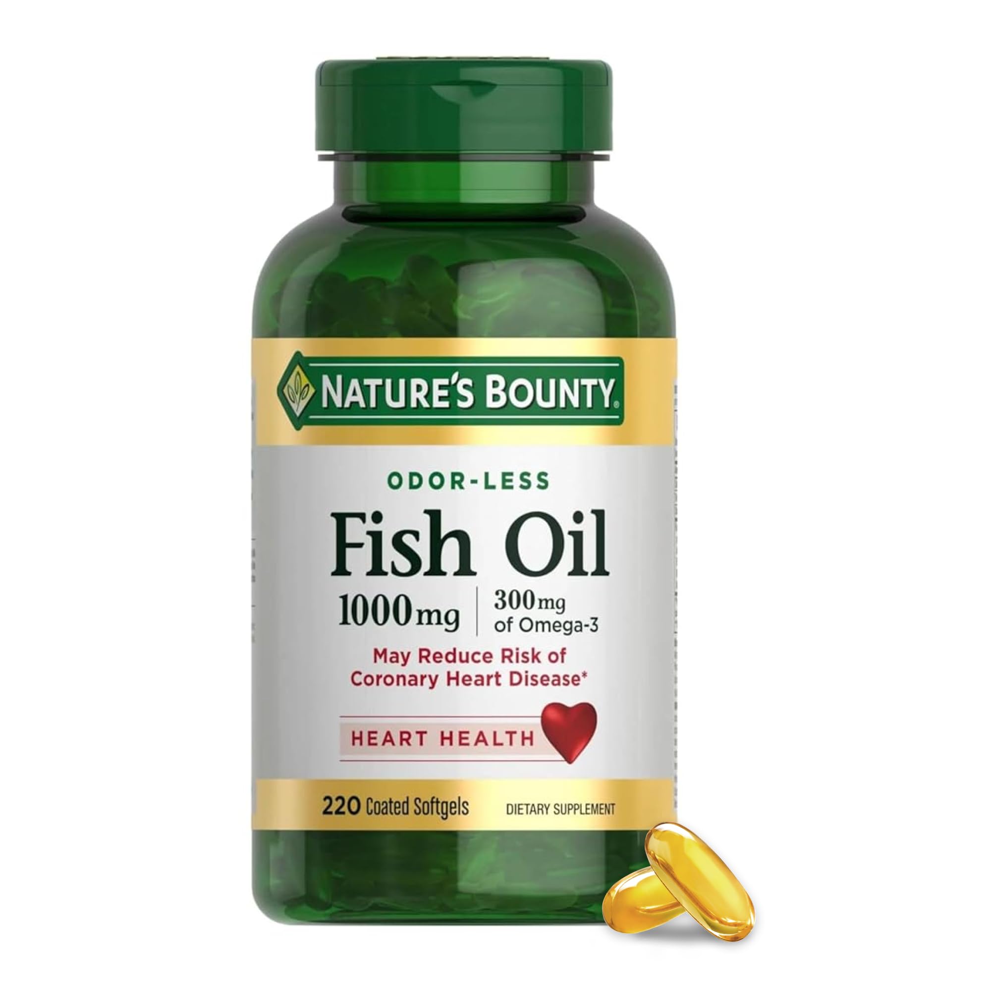 Nature's Bounty Fish Oil 220 Count – Odorless Omega-3 & Omega-6 Softgels